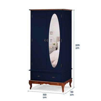 Imagem de Guarda Roupa Solteiro Com Espelho 2 Portas 1 Gaveta 60406E Linz Móveis