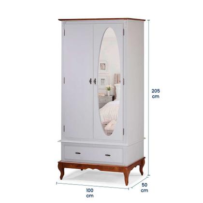 Imagem de Guarda Roupa Solteiro Com Espelho 2 Portas 1 Gaveta 60406E Linz Móveis