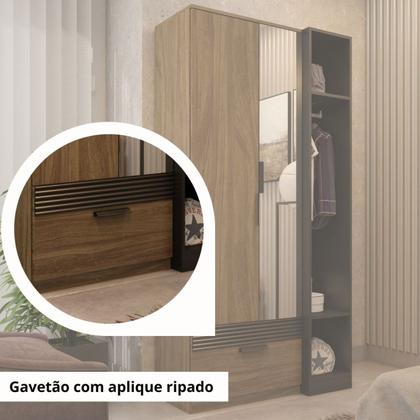 Imagem de Guarda Roupa Solteiro com Espelho 2 Portas 1 Gaveta Capri Marafon Móveis