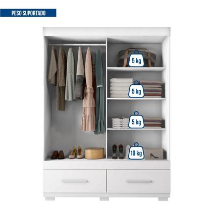 Imagem de Guarda-roupa Solteiro com Espelho 2 Portas de Correr 2 Gavetas Sereno