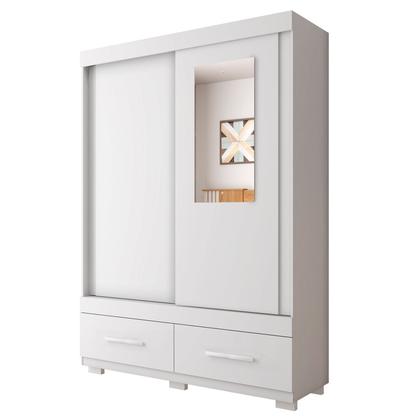 Imagem de Guarda-roupa Solteiro com Espelho 2 Portas de Correr 2 Gavetas Sereno