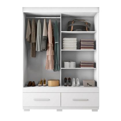 Imagem de Guarda-roupa Solteiro com Espelho 2 Portas de Correr 2 Gavetas Sereno