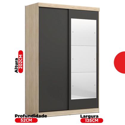 Imagem de Guarda-Roupa Solteiro com Espelho 2 Portas de Correr 2 Gavetas Tuco Yescasa