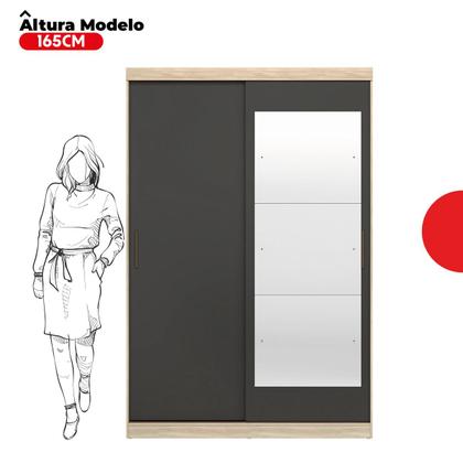 Imagem de Guarda-Roupa Solteiro com Espelho 2 Portas de Correr 2 Gavetas Tuco Yescasa