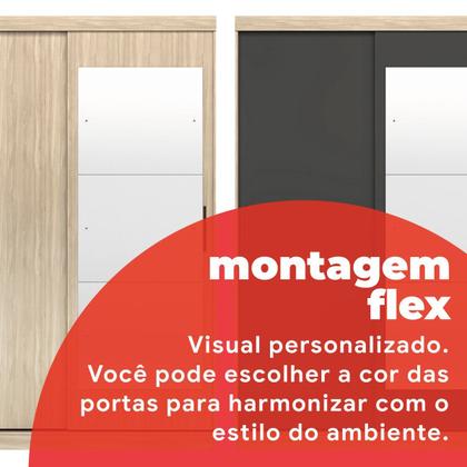 Imagem de Guarda-Roupa Solteiro com Espelho 2 Portas de Correr 2 Gavetas Tuco Yescasa