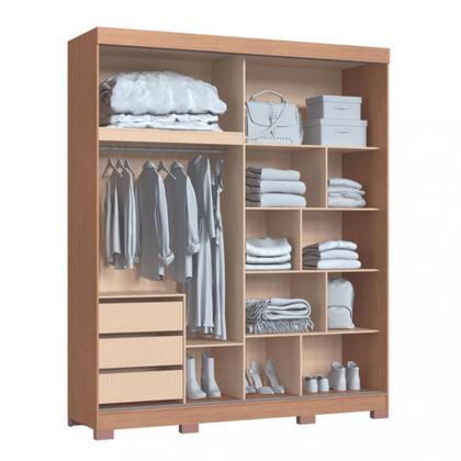 Imagem de Guarda Roupa Solteiro com Espelho 2 Portas de Correr 3 Gavetas Magno Móveis Castro