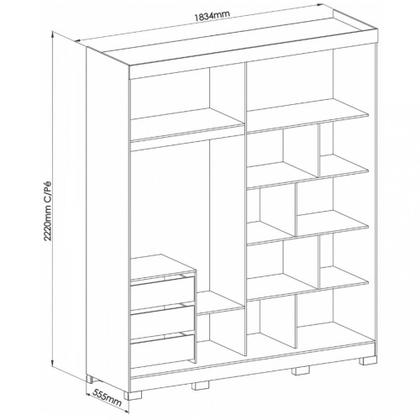 Imagem de Guarda Roupa Solteiro com Espelho 2 Portas de Correr 3 Gavetas Magno Móveis Castro