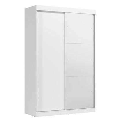 Imagem de Guarda-Roupa Solteiro com Espelho 2 Portas de Correr e 2 Gavetas Peônia Yescasa Branco