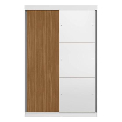 Imagem de Guarda-Roupa Solteiro com Espelho 2 Portas de Correr e 2 Gavetas Peônia Yescasa Branco