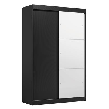Imagem de Guarda-Roupa Solteiro com Espelho 2 Portas de Correr e 2 Gavetas Peônia Yescasa Preto Prime Tx