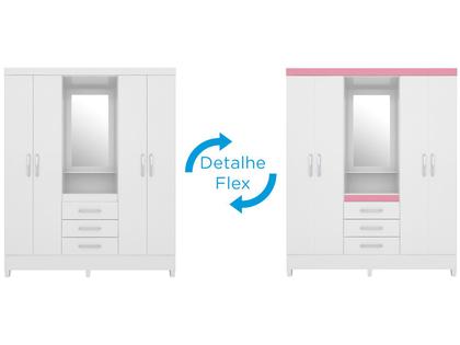 Imagem de Guarda-roupa Solteiro com Espelho 4 Portas 3 Gavetas com Penteadeira Demóbile Capelinha Pérsia