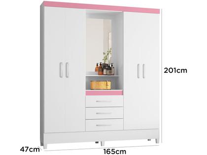 Imagem de Guarda-roupa Solteiro com Espelho 4 Portas 3 Gavetas com Penteadeira Demóbile Capelinha Pérsia