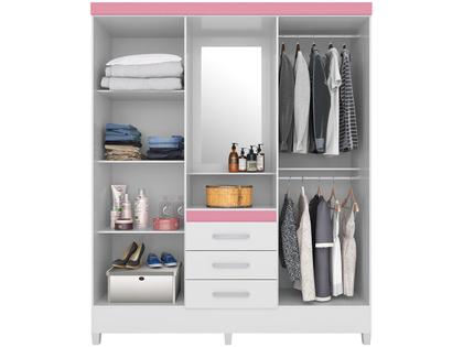 Imagem de Guarda-roupa Solteiro com Espelho 4 Portas 3 Gavetas com Penteadeira Demóbile Capelinha Pérsia