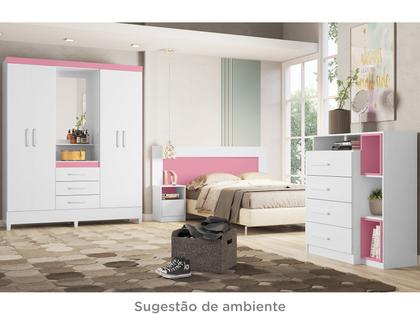 Imagem de Guarda-roupa Solteiro com Espelho 4 Portas 3 Gavetas com Penteadeira Demóbile Capelinha Pérsia