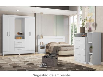 Imagem de Guarda-roupa Solteiro com Espelho 4 Portas 3 Gavetas com Penteadeira Demóbile Capelinha Pérsia