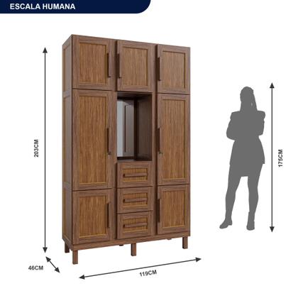 Imagem de Guarda-roupa Solteiro com Espelho 7 Portas 3 Gavetas Belém Capelinha