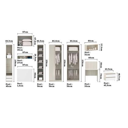 Imagem de Guarda Roupa Solteiro com Espelho e Escrivaninha Legno Crema com Branco Prime Luciane Móveis