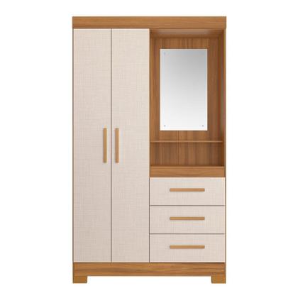Imagem de Guarda Roupa Solteiro com Espelho e Pés 2 Portas 3 Gavetas NT 6020 Notável Móveis