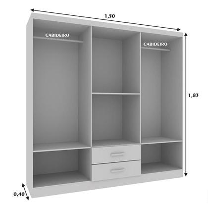 Imagem de Guarda-Roupa Solteiro com Espelho Havana I 6 PT Branco