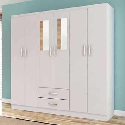 Guarda-Roupa Solteiro com Espelho Havana I 6 PT Branco - Mobly Imagem de Guarda-Roupa Solteiro com Espelho Havana I 6 PT Branco