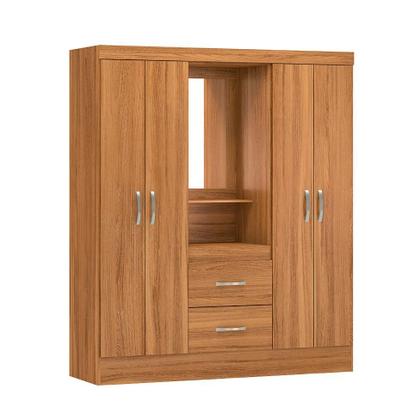 Imagem de Guarda-Roupa Solteiro com Espelho Lord 4 PT 2 GV Amêndola