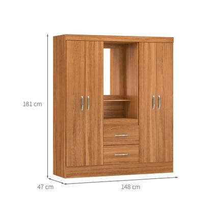 Imagem de Guarda-Roupa Solteiro com Espelho Lord 4 PT 2 GV Amêndola