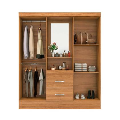 Imagem de Guarda-Roupa Solteiro com Espelho Lord 4 PT 2 GV Amêndola