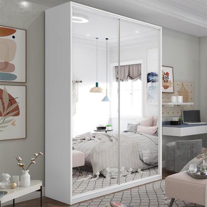 Imagem de Guarda-Roupa Solteiro com Espelho Zermatt 2 PT 3 GV Branco