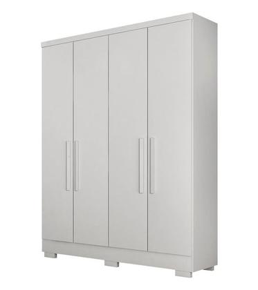 Imagem de Guarda Roupa Solteiro com Pés 4 Portas 2 Gavetas - Veneza-Branco - Móveis Novo Horizonte