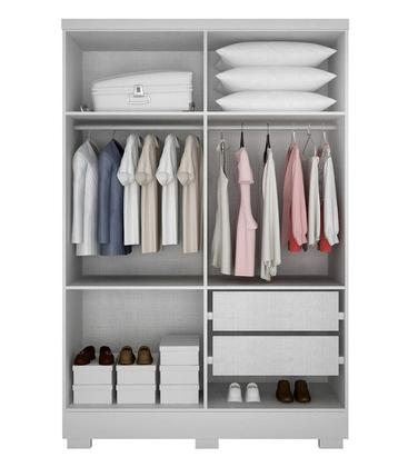 Imagem de Guarda Roupa Solteiro com Pés 4 Portas 2 Gavetas - Veneza-Branco - Móveis Novo Horizonte