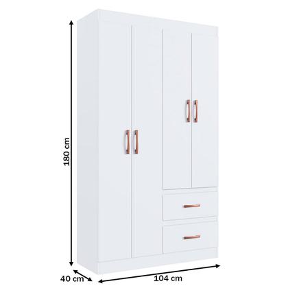 Imagem de Guarda-Roupa Solteiro Dallas 4 Portas 2 Gavetas Branco Flex - Doripel