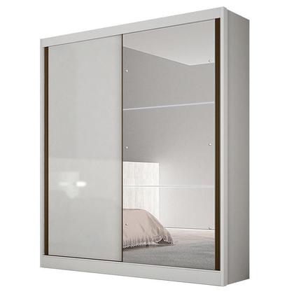 Imagem de Guarda Roupa Solteiro Dante com Nicho e Espelho e Cômoda Seul Neve - Novo Horizonte