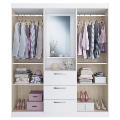 Imagem de Guarda-Roupa Solteiro Denver 4 Portas com Espelho 3 Gavetas Branco - Panorama Móveis