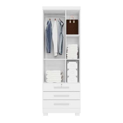 Imagem de Guarda Roupa Solteiro Divisórias Internas 2 Portas 3 Gavetas