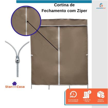 Imagem de Guarda Roupa Solteiro Dobrável Armário Organizador Cabideiro para Organizar Roupas Calçados Toalhas Arara Roupeiro Pequeno