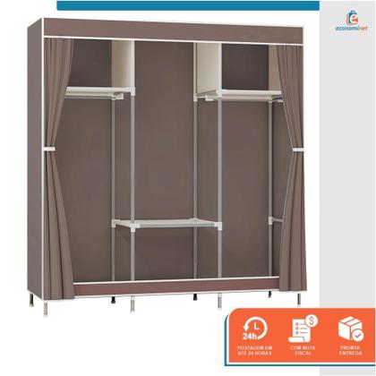 Imagem de Guarda Roupa Solteiro Dobrável Armário Organizador Cabideiro para Organizar Roupas Calçados Toalhas Arara Roupeiro Pequeno