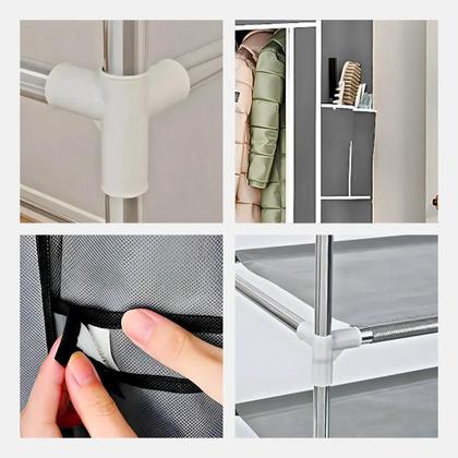 Imagem de Guarda Roupa Solteiro Dobrável Organizador de Calçados e Objetos Cinza