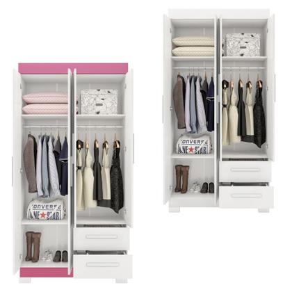 Imagem de Guarda Roupa Solteiro Flex com Pés 4 Portas 2 Gavetas NT 6010 Notável Móveis