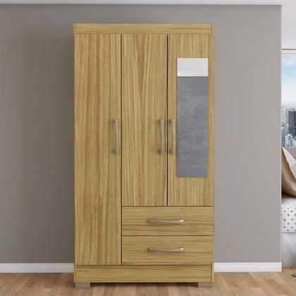 Guarda-Roupa Solteiro Florença Portas Gavetas com Espelho