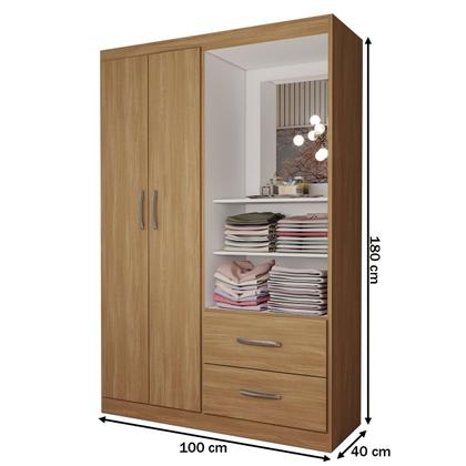 Imagem de Guarda-Roupa Solteiro Gabe 2 Portas 2 Gavetas com Espelho Cinamomo - Panorama Móveis