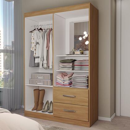 Imagem de Guarda-Roupa Solteiro Gabe 2 Portas 2 Gavetas com Espelho Cinamomo - Panorama Móveis