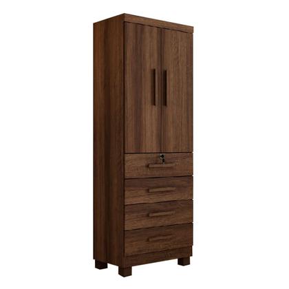 Imagem de Guarda-Roupa Solteiro Gales 2 Portas 4 Gavetas com Chave Imbuia - Panorama Móveis
