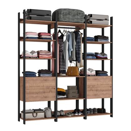 Imagem de Guarda Roupa Solteiro Industrial 4 Gavetas 1 Cabideiro M119 Marrom/Preto/Solanum