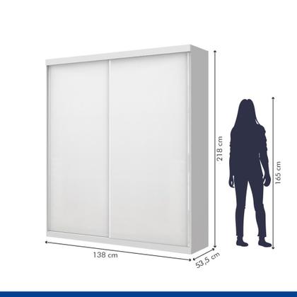 Imagem de Guarda Roupa Solteiro Kiara Branco 2 Portas de Correr Minastex