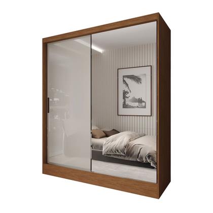 Imagem de Guarda-Roupa Solteiro La Paz 2 Portas 2 Gavetas com Espelho Cinamomo/Off White - Panorama Móveis