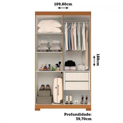 Imagem de Guarda-Roupa Solteiro Lana 4 Portas 2 Gavetas com Espelho 100% Mdf Cinamomo/Off White - Acp Móveis