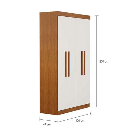 Guarda-Roupa Solteiro Lancaster 4 PT Imbuia e Off White - Mobly Imagem de Guarda-Roupa Solteiro Lancaster 4 PT Imbuia e Off White