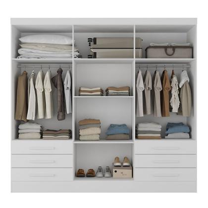 Imagem de Guarda-Roupa Solteiro Lancaster 6 Portas 6 Gavetas 100% Mdf Branco - Panorama Móveis