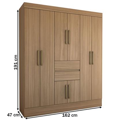 Imagem de Guarda-Roupa Solteiro Leal Slim 8 Portas 2 Gavetas Amêndola Touch - Panorama Móveis