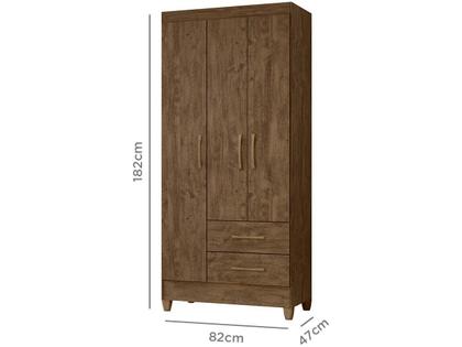 Imagem de Guarda Roupa Solteiro Lima 3 Portas Castanho Wood - Moval
